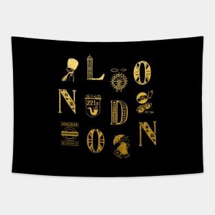 London Alphabets - Vintage Gold Tapestry