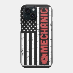 Engine Block Mechanic & American Flag Phone Case