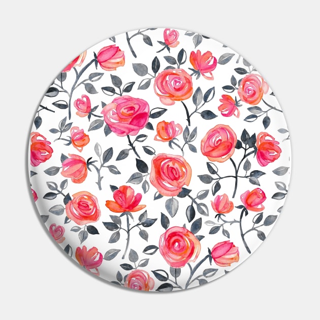 Roses on White - a watercolor floral pattern Pin by micklyn