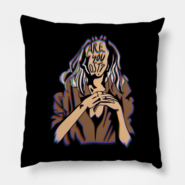 Are You Lost? Dreamcore in Earth Brown Pillow by TheDoodlemancer