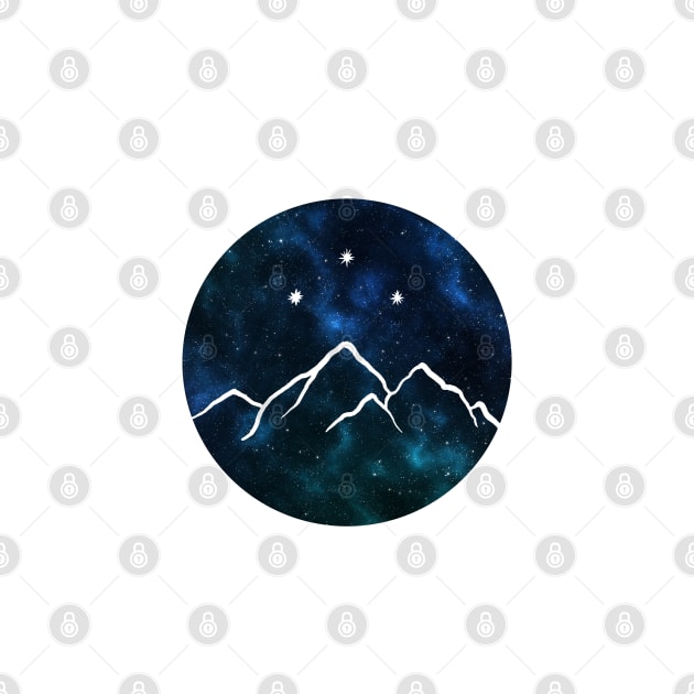 Night court - mountain and stars drawn on galaxy background by Ranp