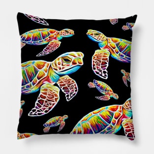 Rainbow Sea Turtles Design Pillow