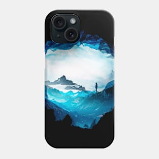 Figure Silhouette Blue Misty Mountain Phone Case