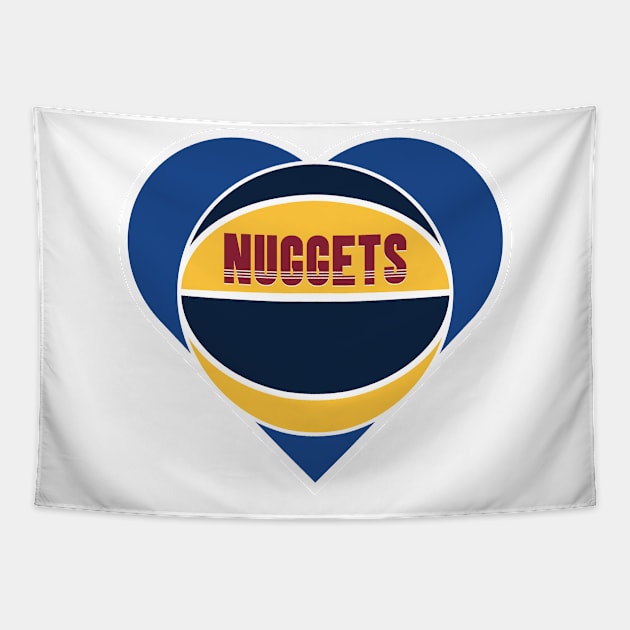 Heart Shaped Denver Nuggets Basketball Tapestry by Rad Love