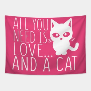 All You Need Is Love And A Cat Tapestry