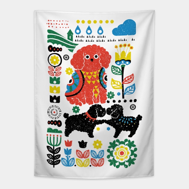 Scandinavian Poodle Tapestry by huebucket