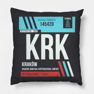 Krakow (KRK) Airport Code Baggage Tag Pillow