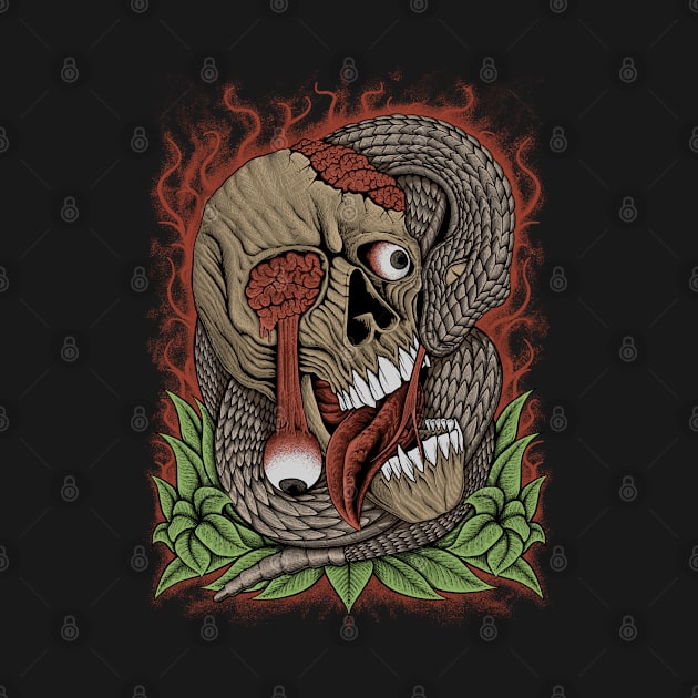 skull head and snake by mazarnaart