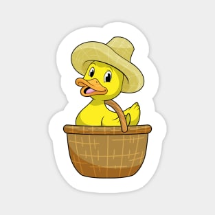 Duck as Farmer with Basket Magnet