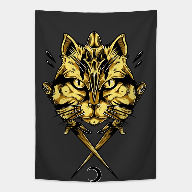 Golden Cat’s Sais Tapestry by Scottconnick