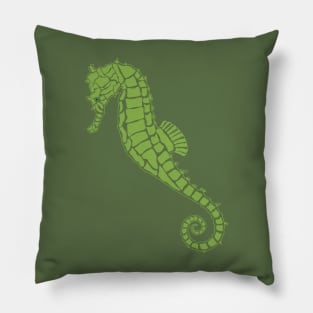 Luscious Two Tone Green Seahorse Design Pillow