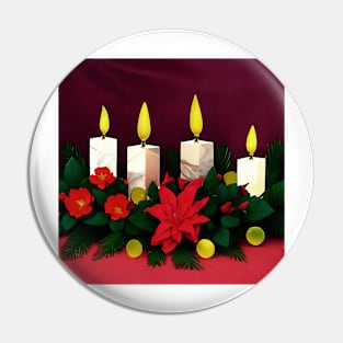 Christmas Candles with Poinsettia Pin