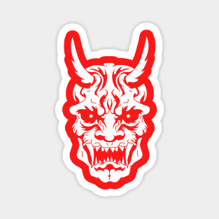 Oni Demon Skull - White Magnet