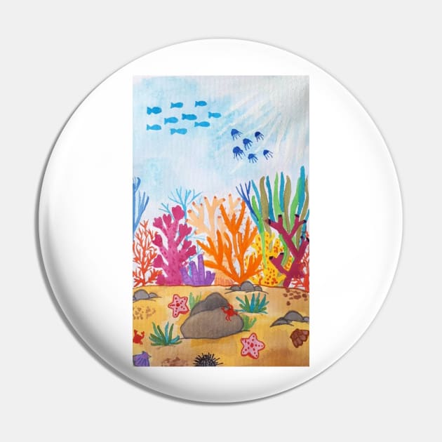 Colorful Coral underwater Pin by SanMade