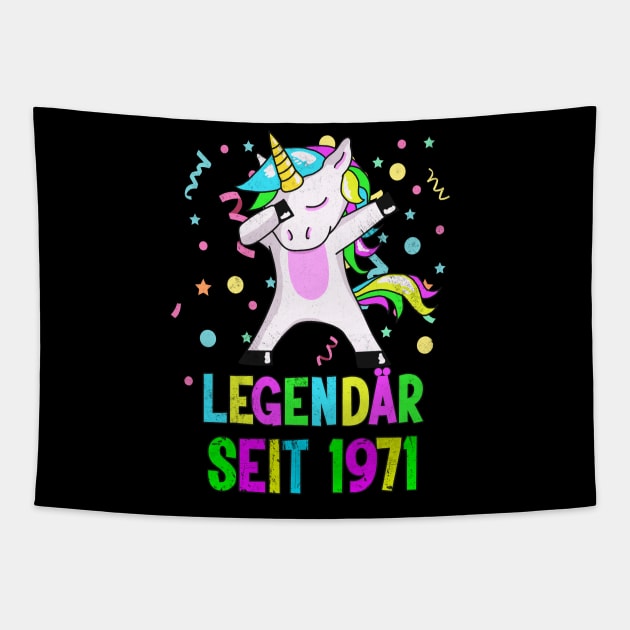 Geburtstag Legendär seit 1971 Einhorn Dab Party Tapestry by Foxxy Merch