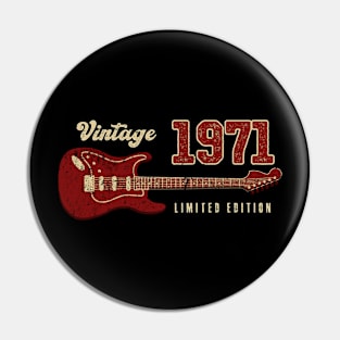 Vintage 1971 Birthday Guitar Lovers 52nd Birthday Pin