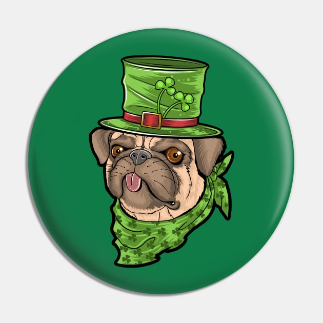 Pug Leprechaun Funny St. Patrick's day Gift for Pug Lovers Pin by BadDesignCo