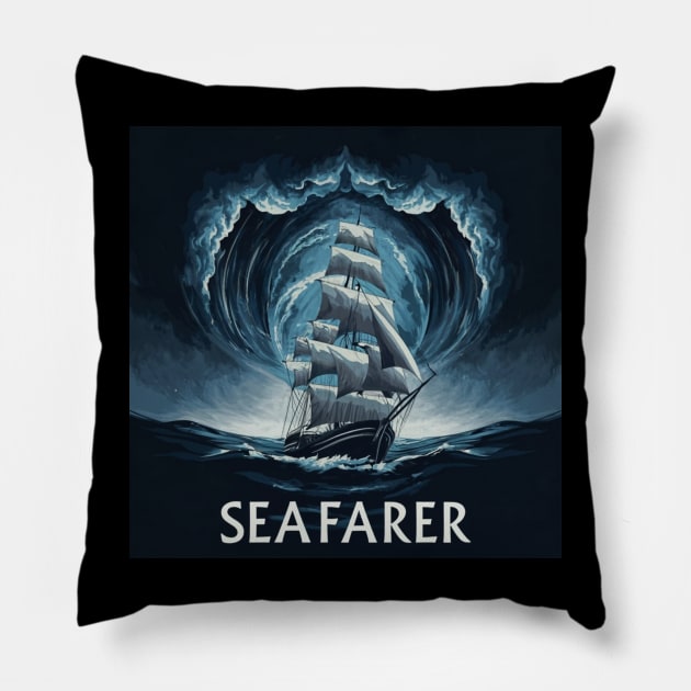Ship Artwork Sea Travel Painting Pillow by Abeer Ahmad