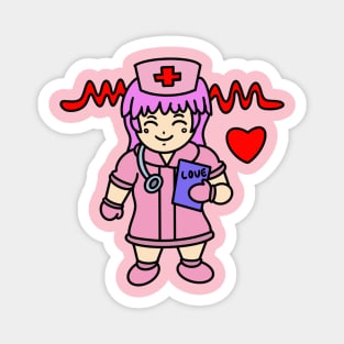 Kawaii chibi nurse with heart Magnet