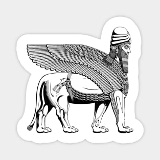 Lamassu Winged Lion Black Magnet