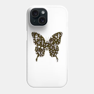 White Flowers in Brown Camo Colors Phone Case