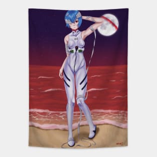 Rei Ayanami Bandage Background Tapestry