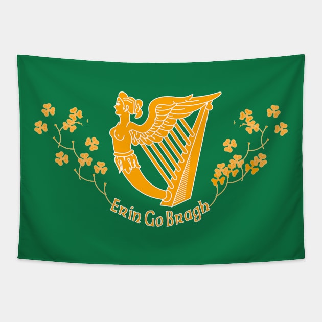 Ireland Forever - Erin Go Bragh Harp Shamrocks Tapestry by Yesteeyear