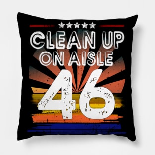 Clean Up On Aisle 46 Retro Sunset Pillow