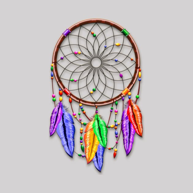 Dreamcatcher Rainbow Feathers by BluedarkArt