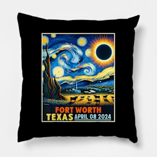 Fort Worth Texas Total Solar Eclipse 2024 Starry Night Pillow