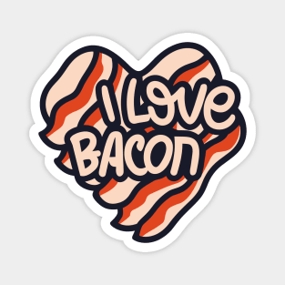 I love bacon retro cartoon heart red and beige Magnet