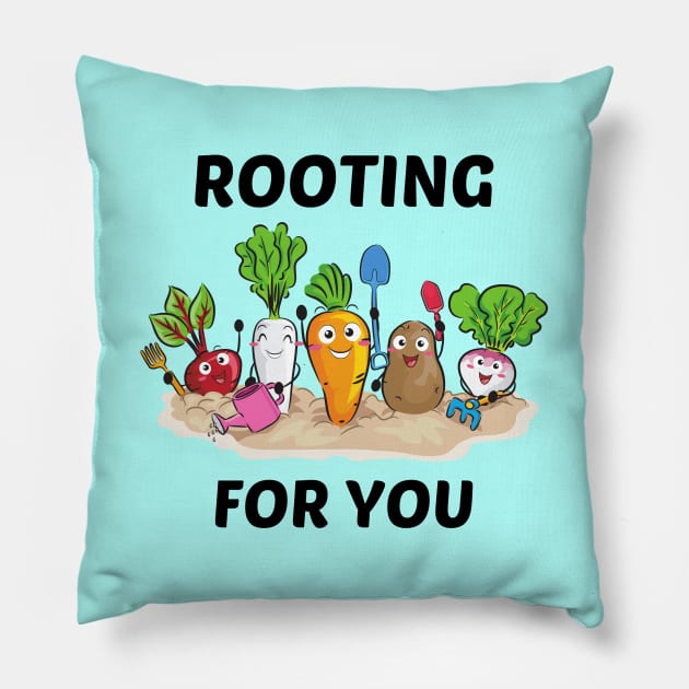 Rooting For You - Gardening Pun Pillow by Allthingspunny