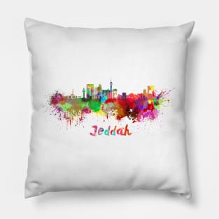 Jeddah skyline in watercolor Pillow