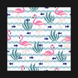 pink flamingo seamless flamingo pattern T-Shirt