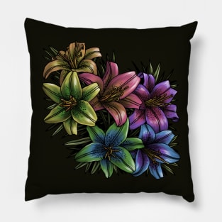 Rainbow Lilies Again Pillow