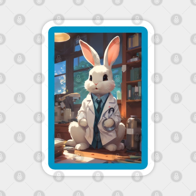 Cute bunny doctor Magnet by Spaceboyishere