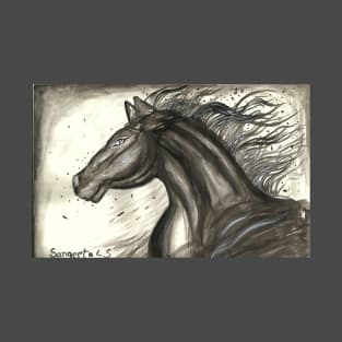 horse ink scribbles monochrome ink painting T-Shirt