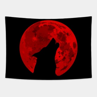 Blood Moon Wolf Tapestry