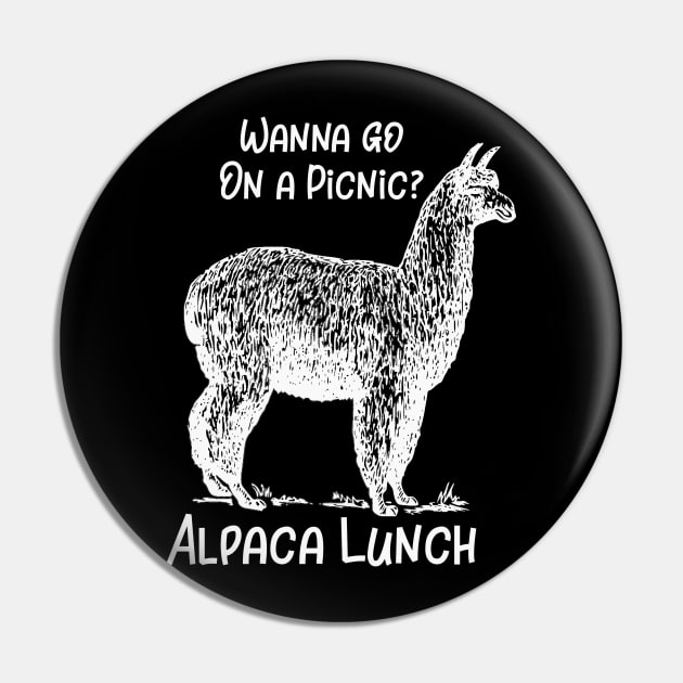 Wana Go on a Picnic Alpaca Lunch Pin by DANPUBLIC