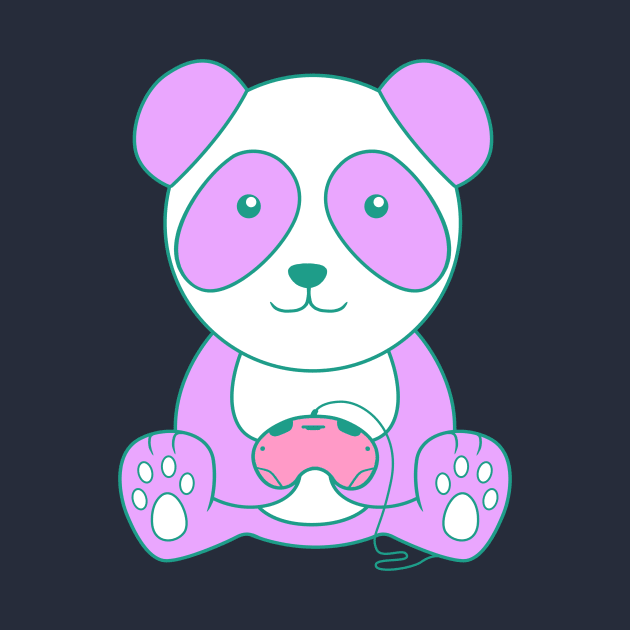 Purple Gaming Panda With Controller by Just Gaby Gaming