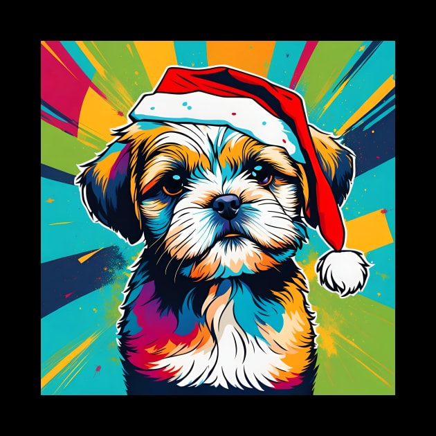 Shih Tzu Wearing A Santa Hat Pop Art Puppy by LittleBean