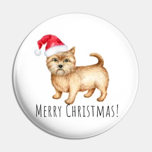 Cute Norwich terrier , Christmas dog Pin