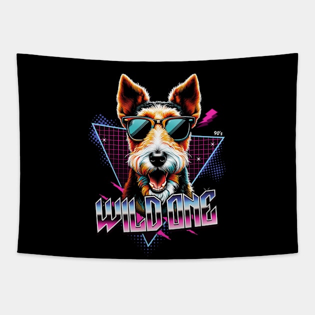 Wild One Fox Terrier Dog Tapestry by Miami Neon Designs