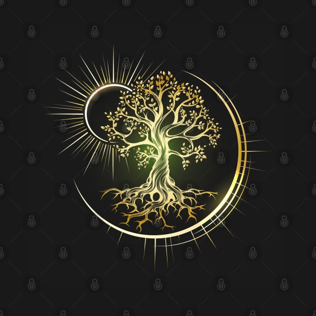 Golden Tree of Life Esoteric Emblem by devaleta