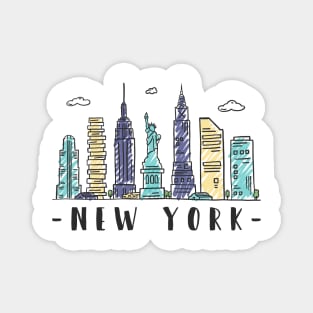 New York City Skyline Hand Drawn Magnet