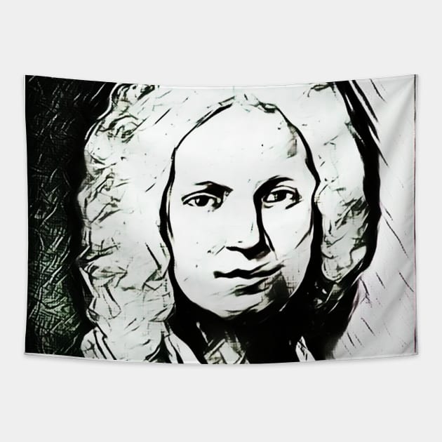 Antonio Vivaldi Black and White Portrait | Antonio Vivaldi Artwork 3 Tapestry by JustLit