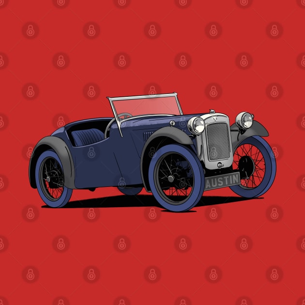 Austin 7 dark blue classic car by Webazoot