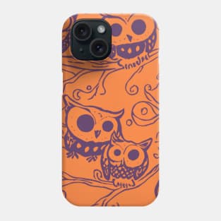 Orange and Purple Halloween Owl Pattern Phone Case