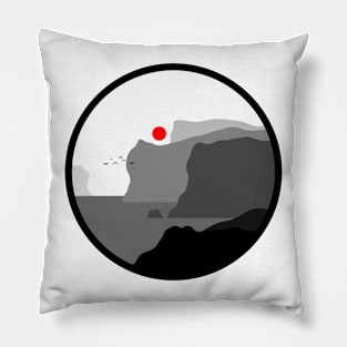 Minimalist Landscape - Cliffs - Black and White Pillow