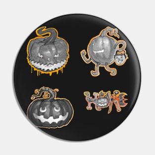 Halloween Grey Jack O' Lantern Sticker Pack Pin